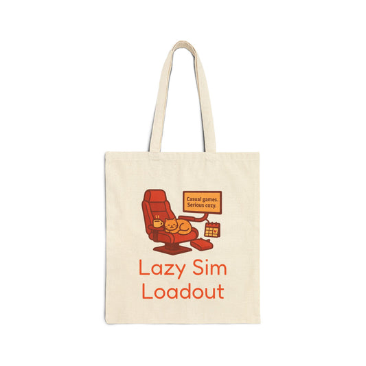 Lazy Sim Loadout Cotton Canvas Tote Bag - Casual Gaming Vibes