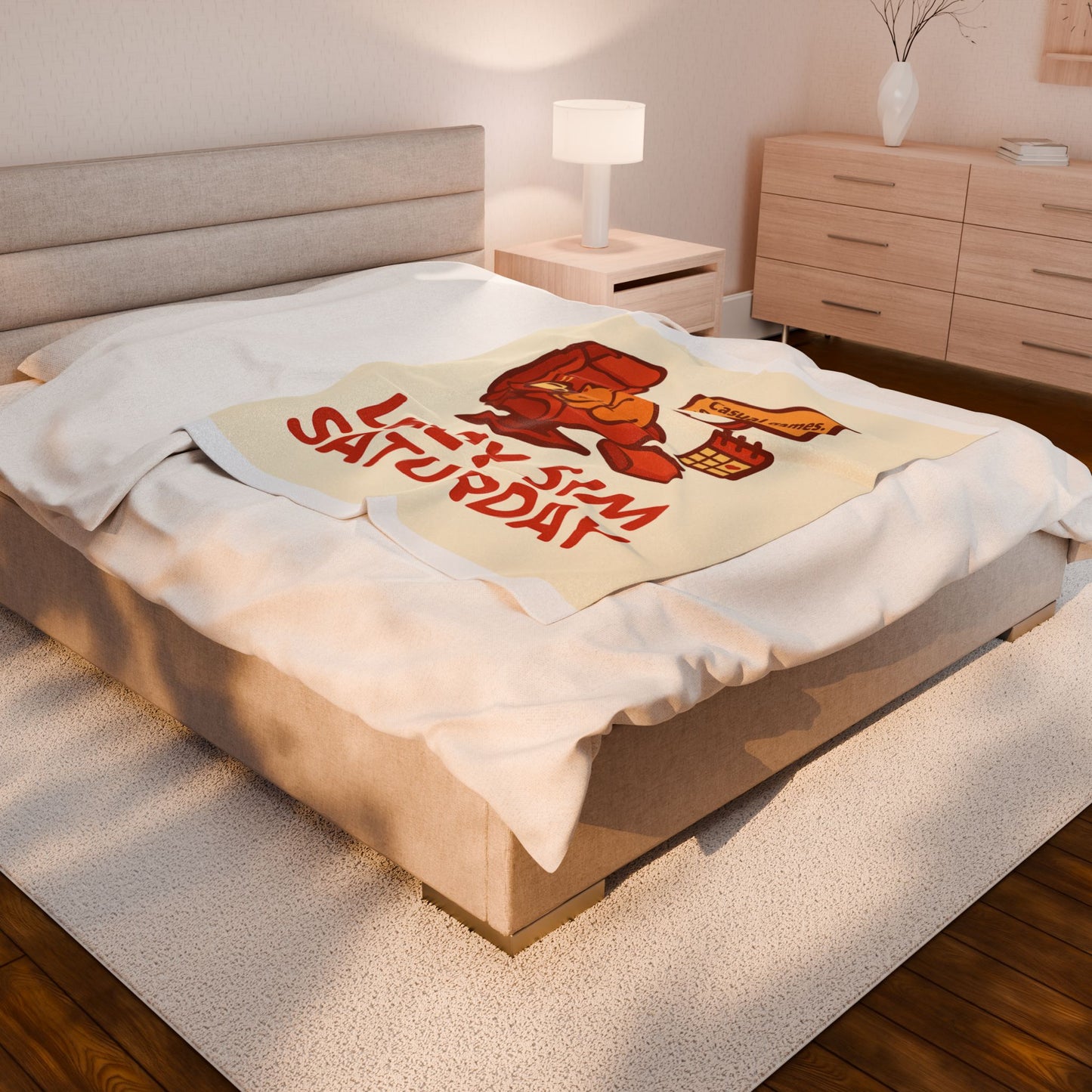 Lazy Sim Saturday Plush Blanket - Cozy Game Night Throw for Gaming Enthusiasts