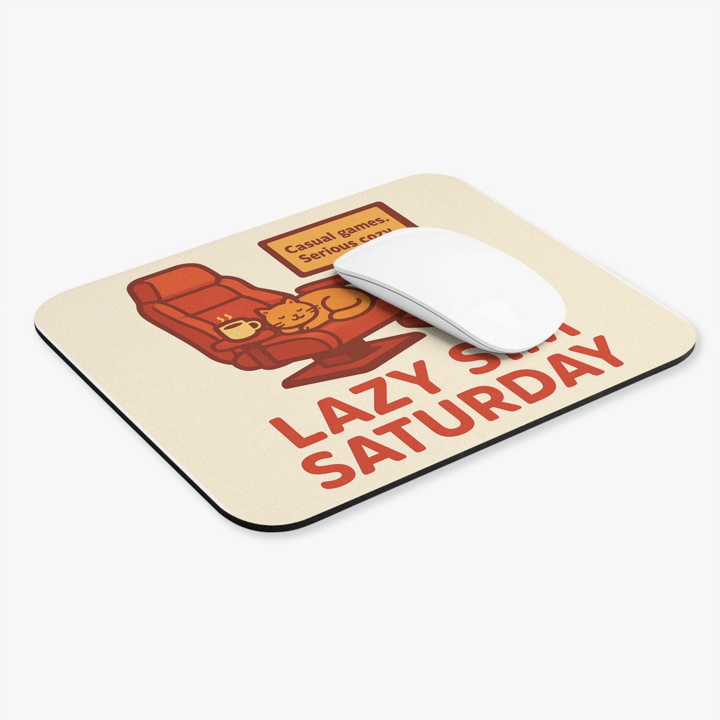 Lazy Sim Saturday Mouse Pad - Cozy Gaming Design for Cat Lovers