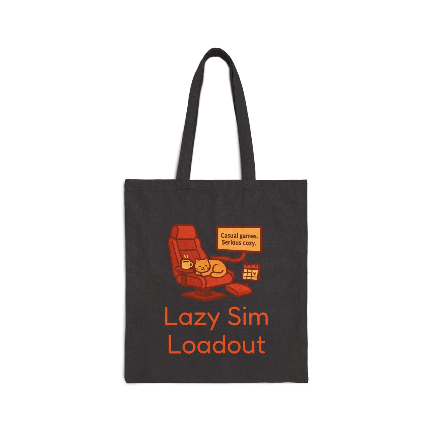 Lazy Sim Loadout Cotton Canvas Tote Bag - Casual Gaming Vibes